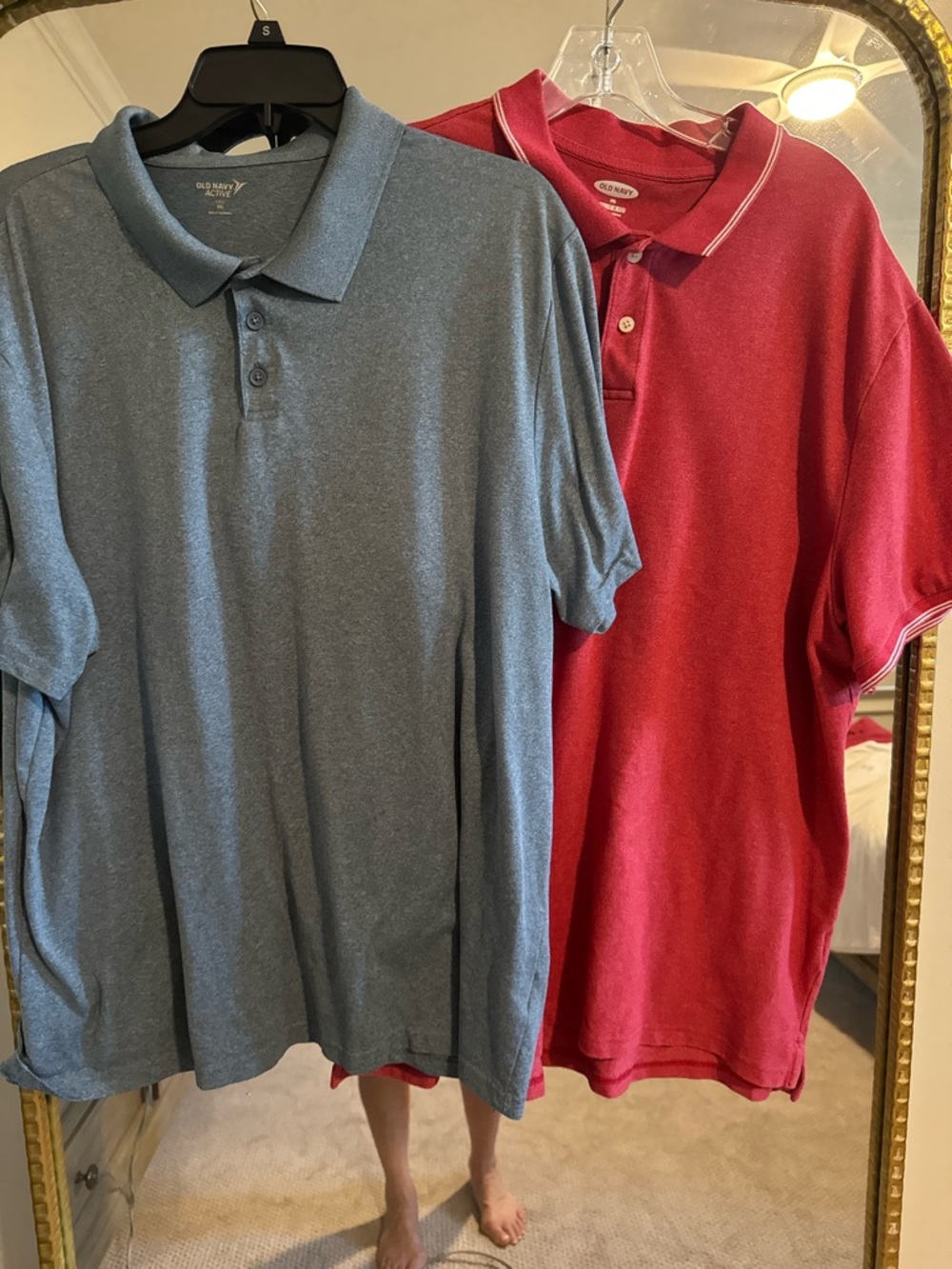 Like New 2 Old Navy Polo shirts Active Heather Blue Polo Shirt and Red Polo XXL